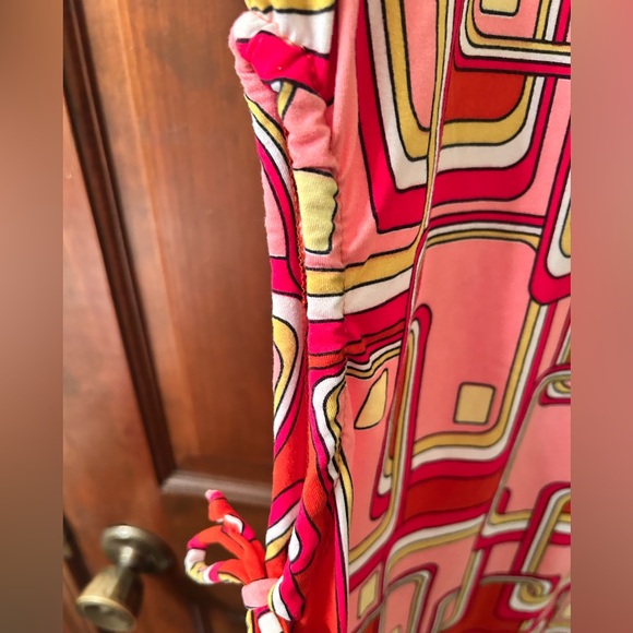 Almost Famous Retro Pink and Orange Midi Dress with cut out on side. Size L - Picture 4 of 6